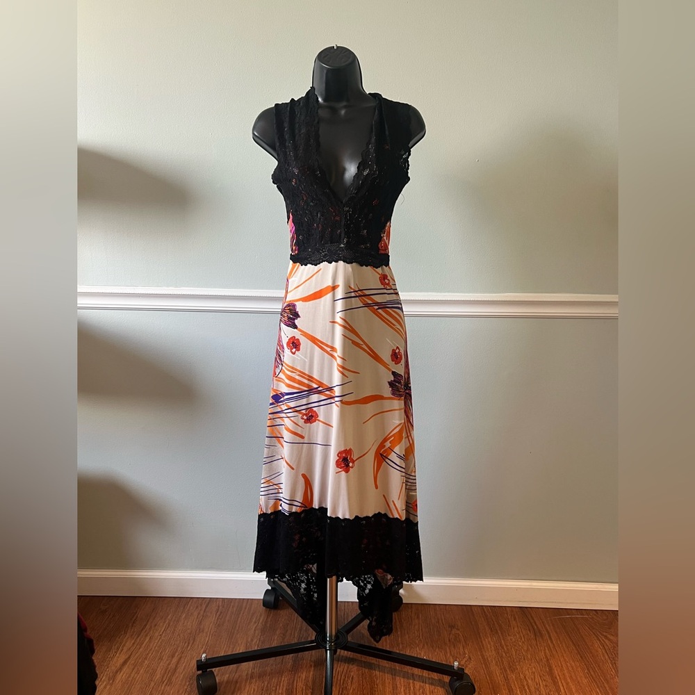 Floral Lace Trim Dress